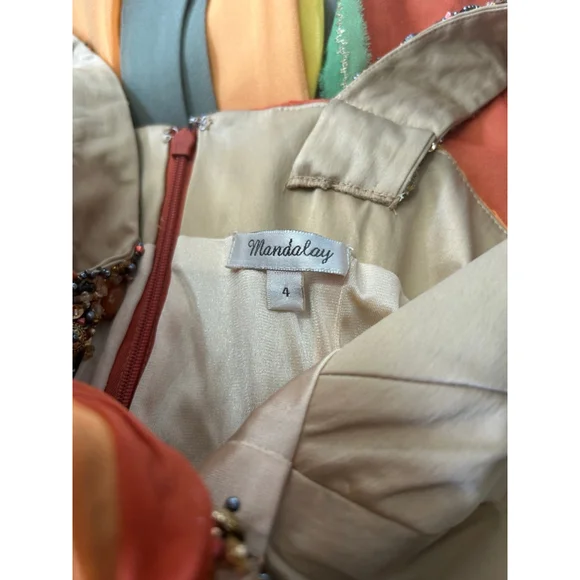 NWT Mandalay 100% Silk Mylticolored Midi Dress w/Gemstone&Beaded embellishment 4 - Picture 11 of 13